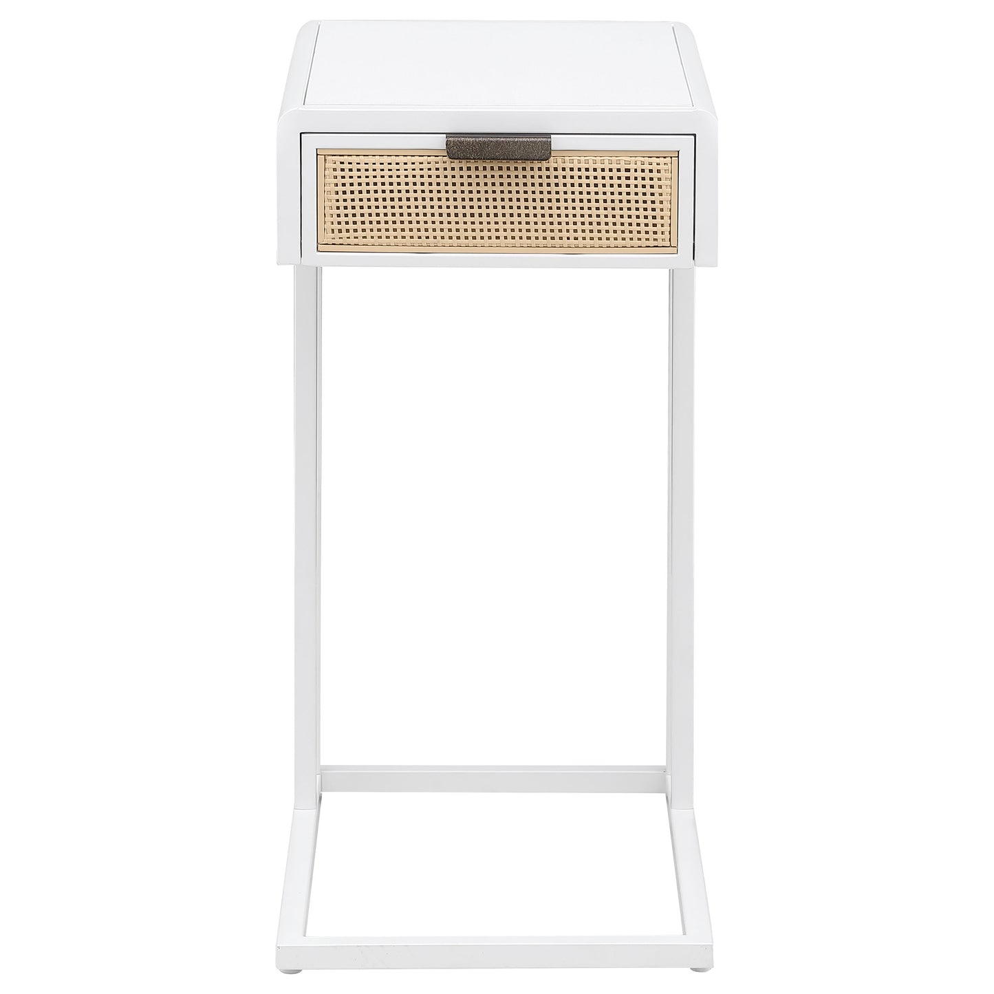 Mesa auxiliar Amherst de metal con 1 cajón y tejido de radio, color blanco
