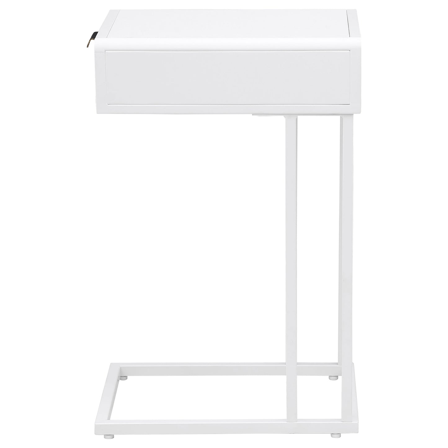 Mesa auxiliar Amherst de metal con 1 cajón y tejido de radio, color blanco