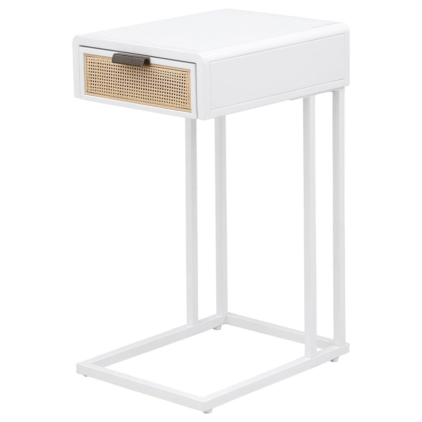 Mesa auxiliar Amherst de metal con 1 cajón y tejido de radio, color blanco