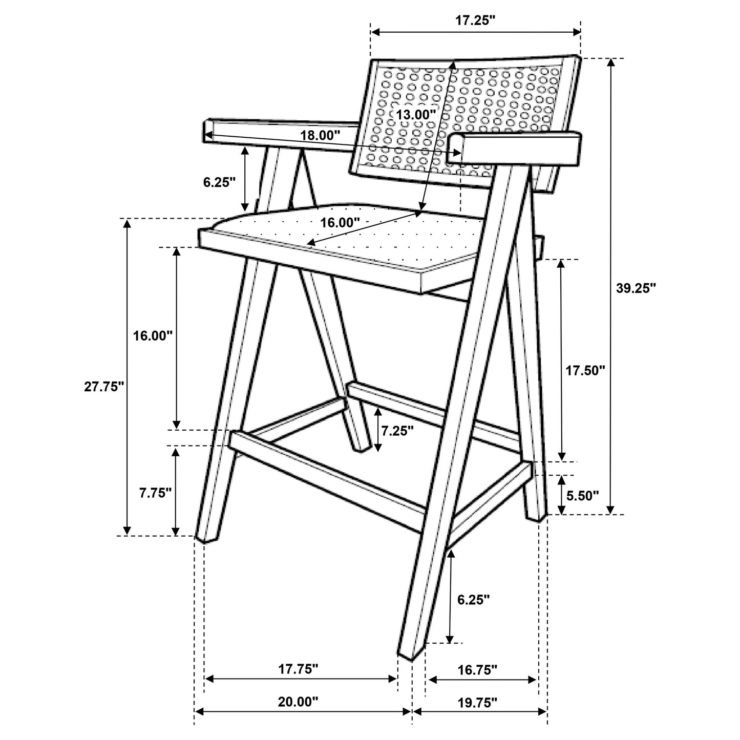 Silla de bar de ratán tejido Kane en nogal claro (juego de 2)