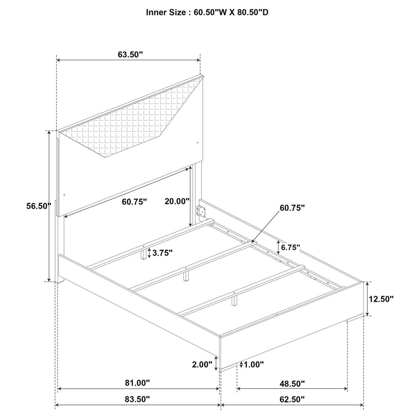Cabecera de cama con paneles LED Ives Queen en blanco de alto brillo