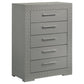 Juego de dormitorio Ives Eastern King de 5 piezas, gris, alto brillo