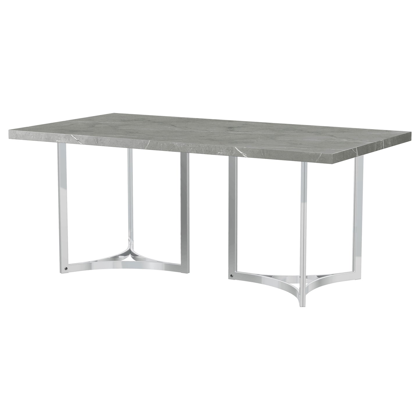 Mesa de comedor rectangular Sterling de 72 pulgadas con imitación de mármol gris