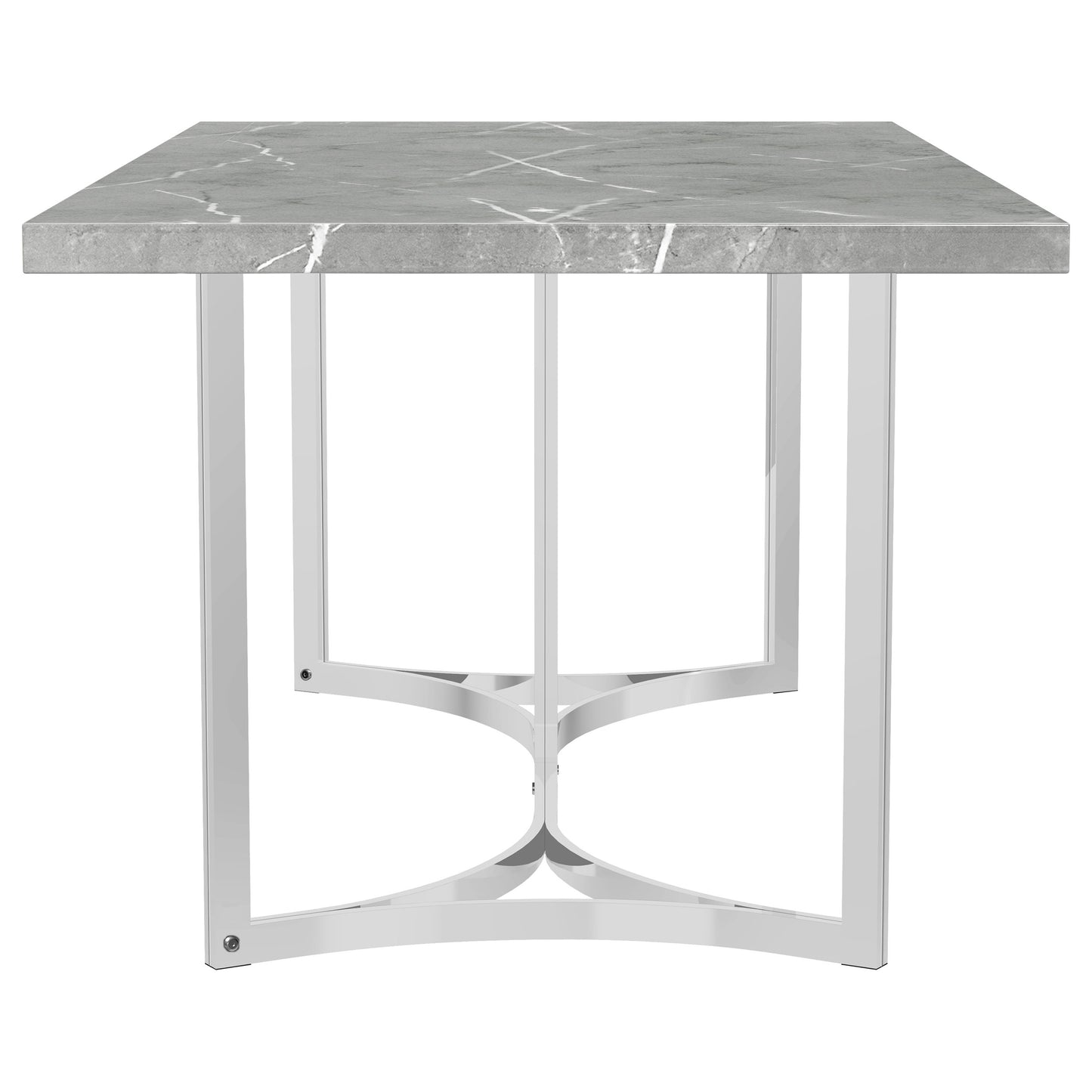 Mesa de comedor rectangular Sterling de 72 pulgadas con imitación de mármol gris