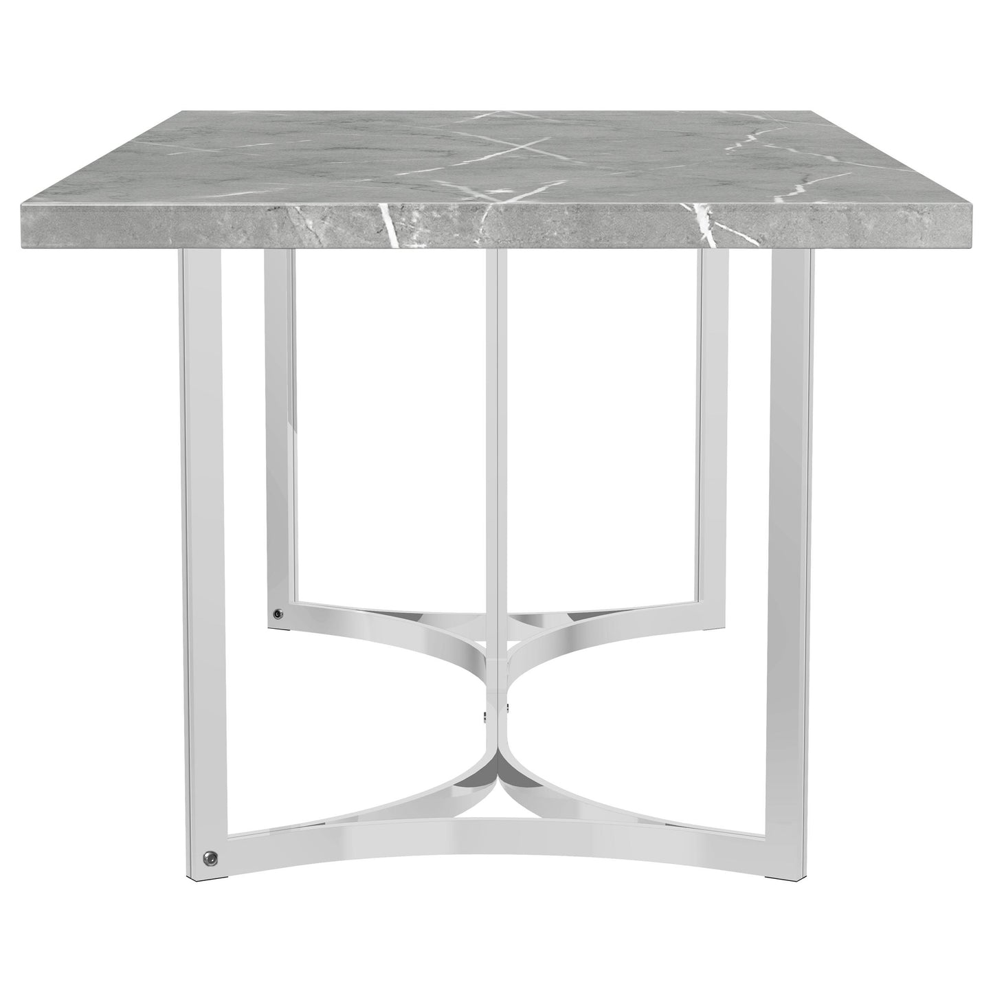 Mesa de comedor rectangular Sterling de 72 pulgadas con imitación de mármol gris