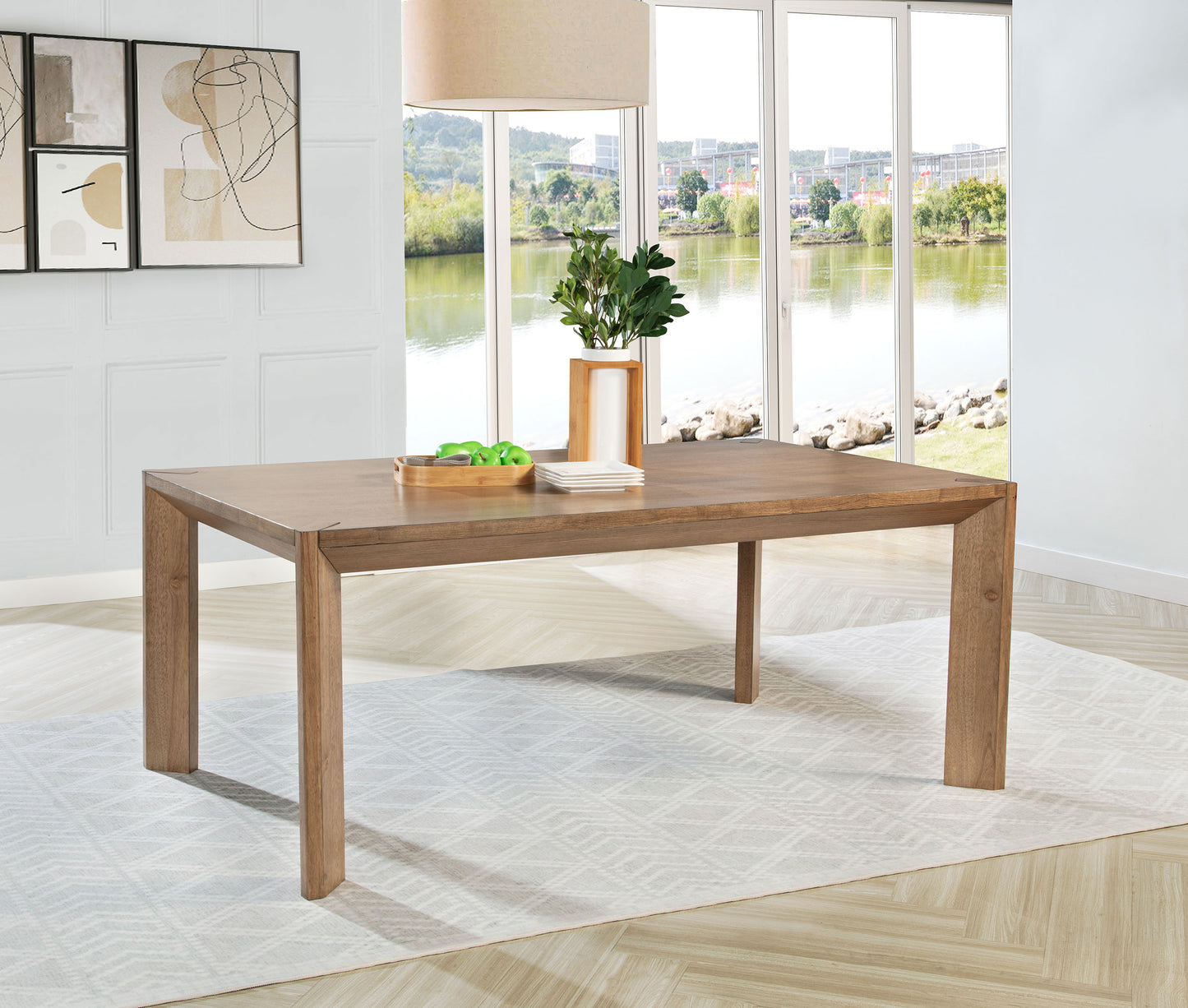 Mesa de comedor rectangular de madera Bruner de 72 pulgadas, color marrón natural