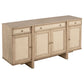 Aparador de caña de 4 puertas Kailani, mueble buffet, roble beige