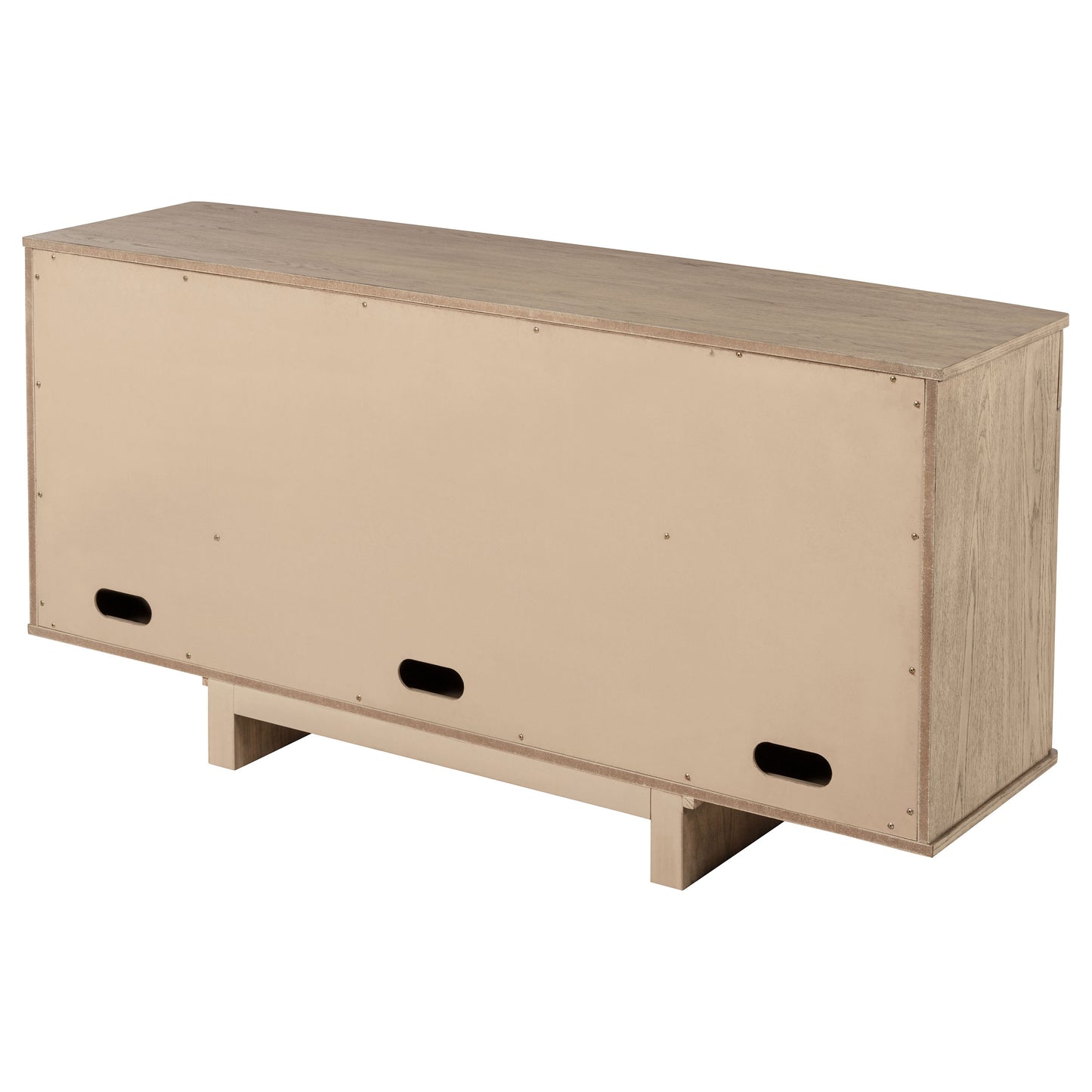 Aparador de caña de 4 puertas Kailani, mueble buffet, roble beige