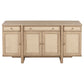 Aparador de caña de 4 puertas Kailani, mueble buffet, roble beige