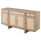 Aparador de caña de 4 puertas Kailani, mueble buffet, roble beige