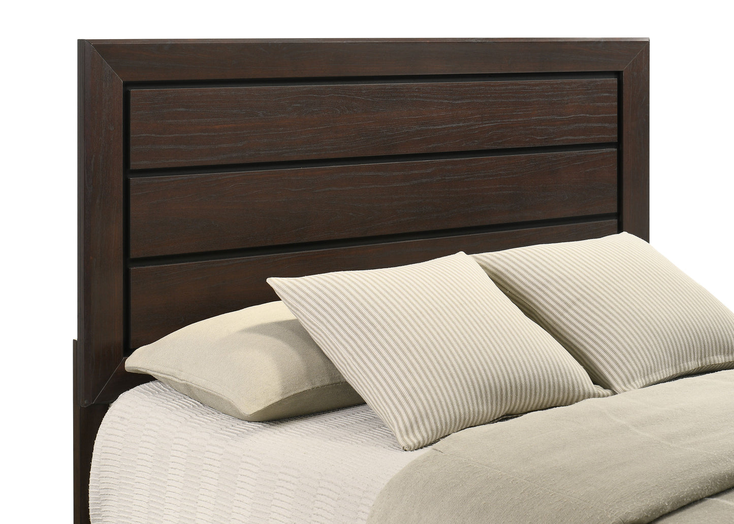 Cama Kauffman Wood Eastern King con paneles de almacenamiento en color cacao oscuro