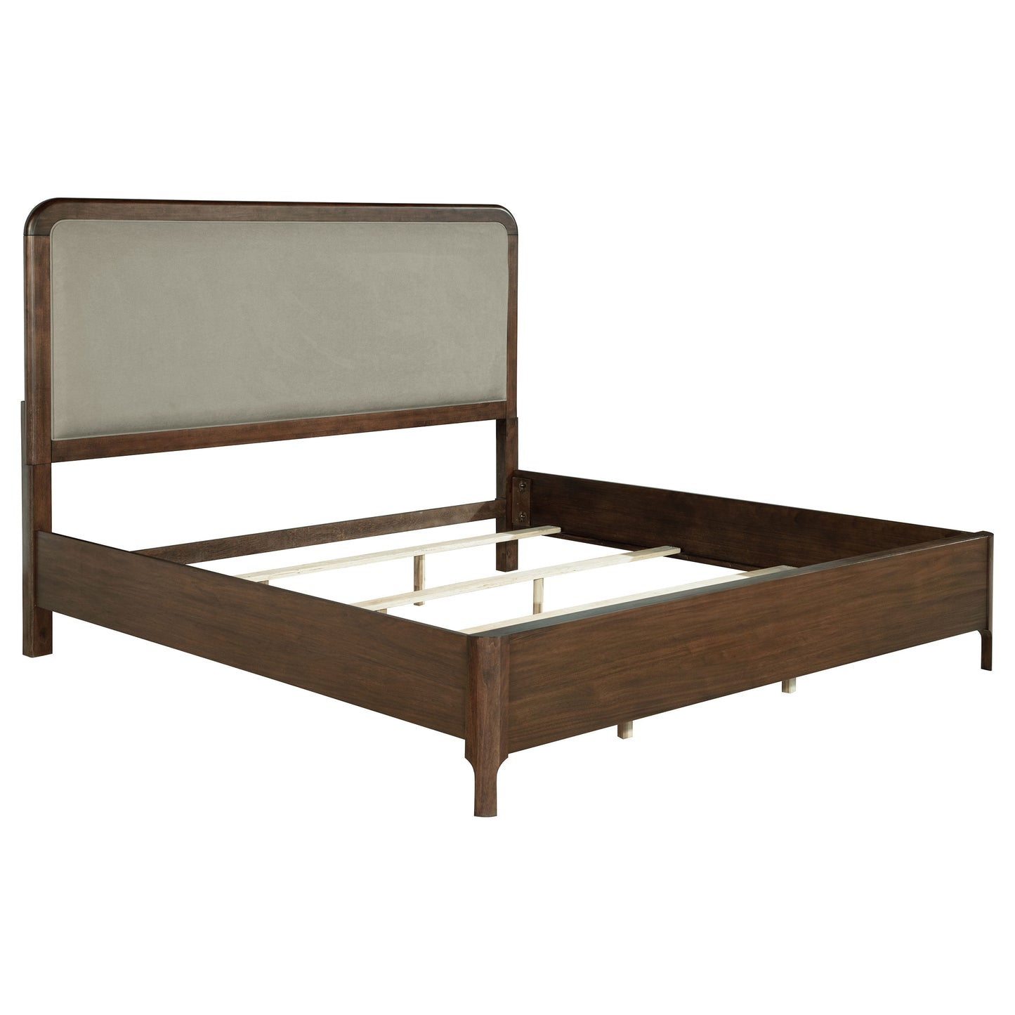 Cama California King tapizada de 57 pulgadas Maderia en nogal