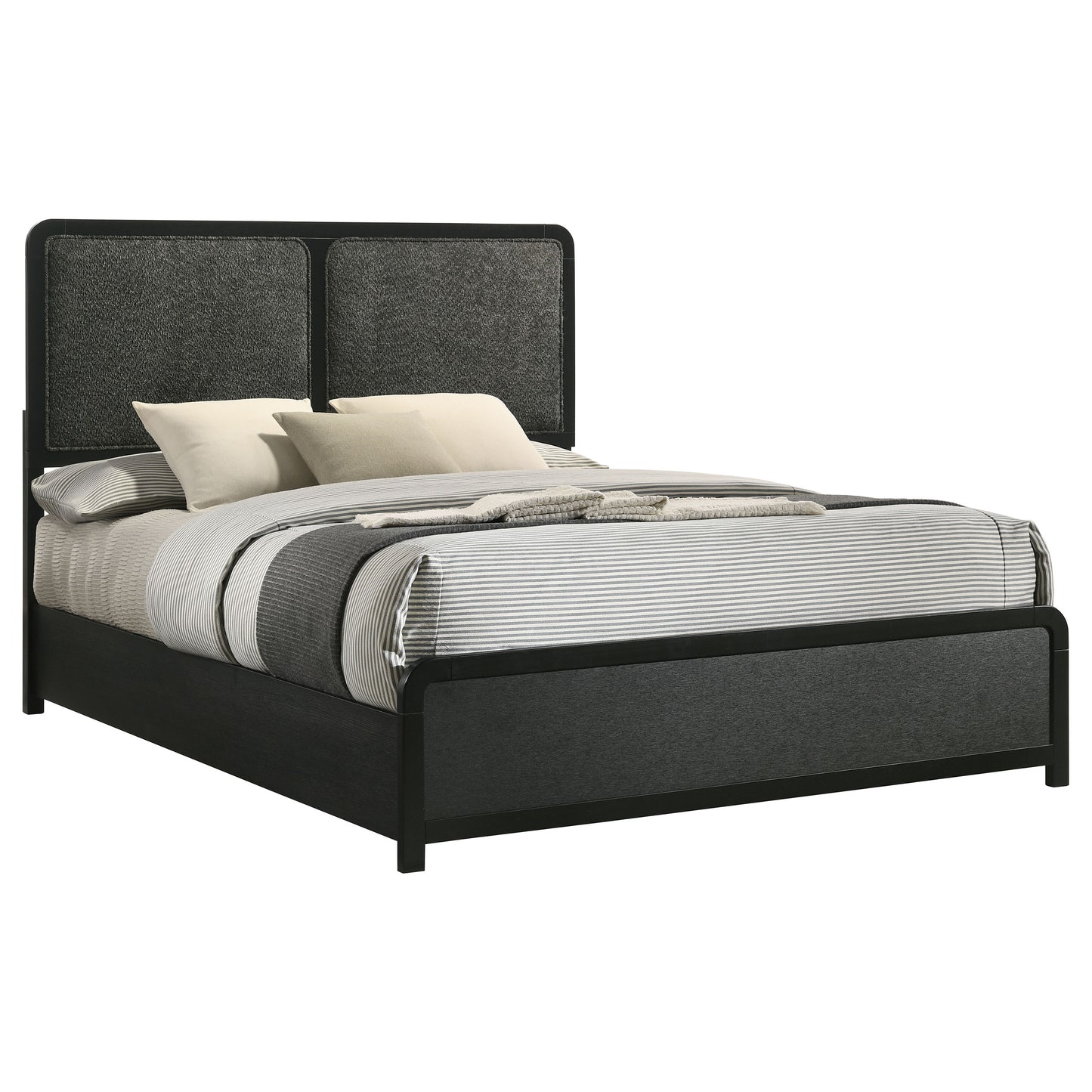 Cama King tapizada Cavelle de 51 pulgadas, color negro