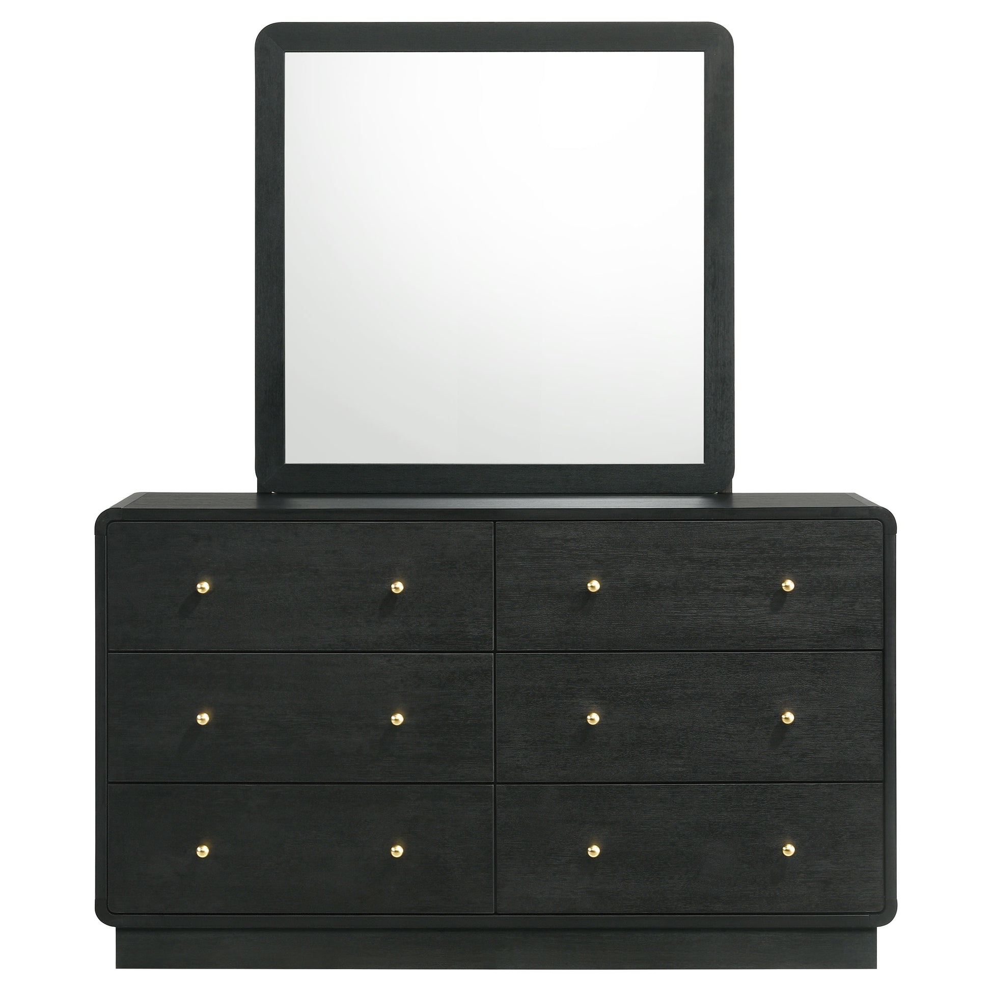 6 drawer black dresser with mirror Maribel - Black
