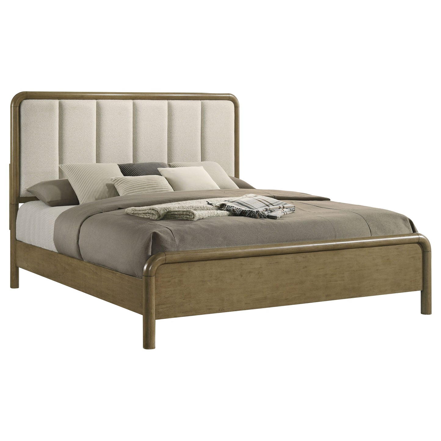 Cama California King tapizada Amsbury de 59 pulgadas color nuez moscada