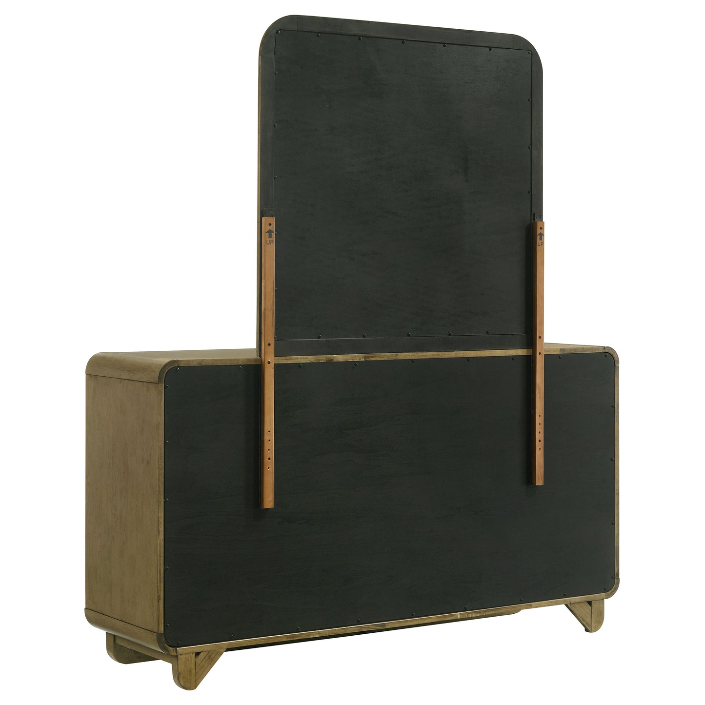 Cómoda Amsbury de 6 cajones y espejo color nuez moscada