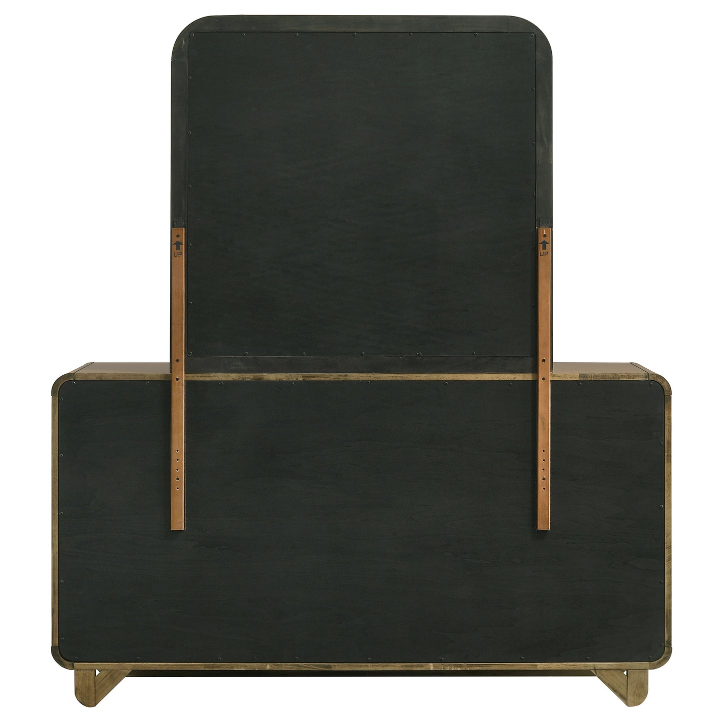 Cómoda Amsbury de 6 cajones y espejo color nuez moscada