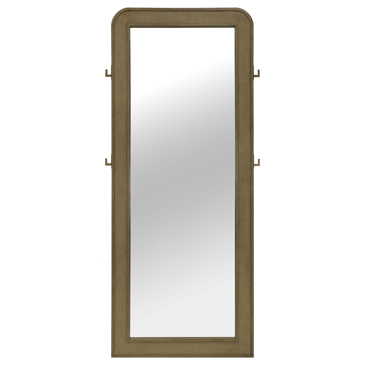 Espejo de pie de cuerpo entero con tejido de caña Arini, lavado arena