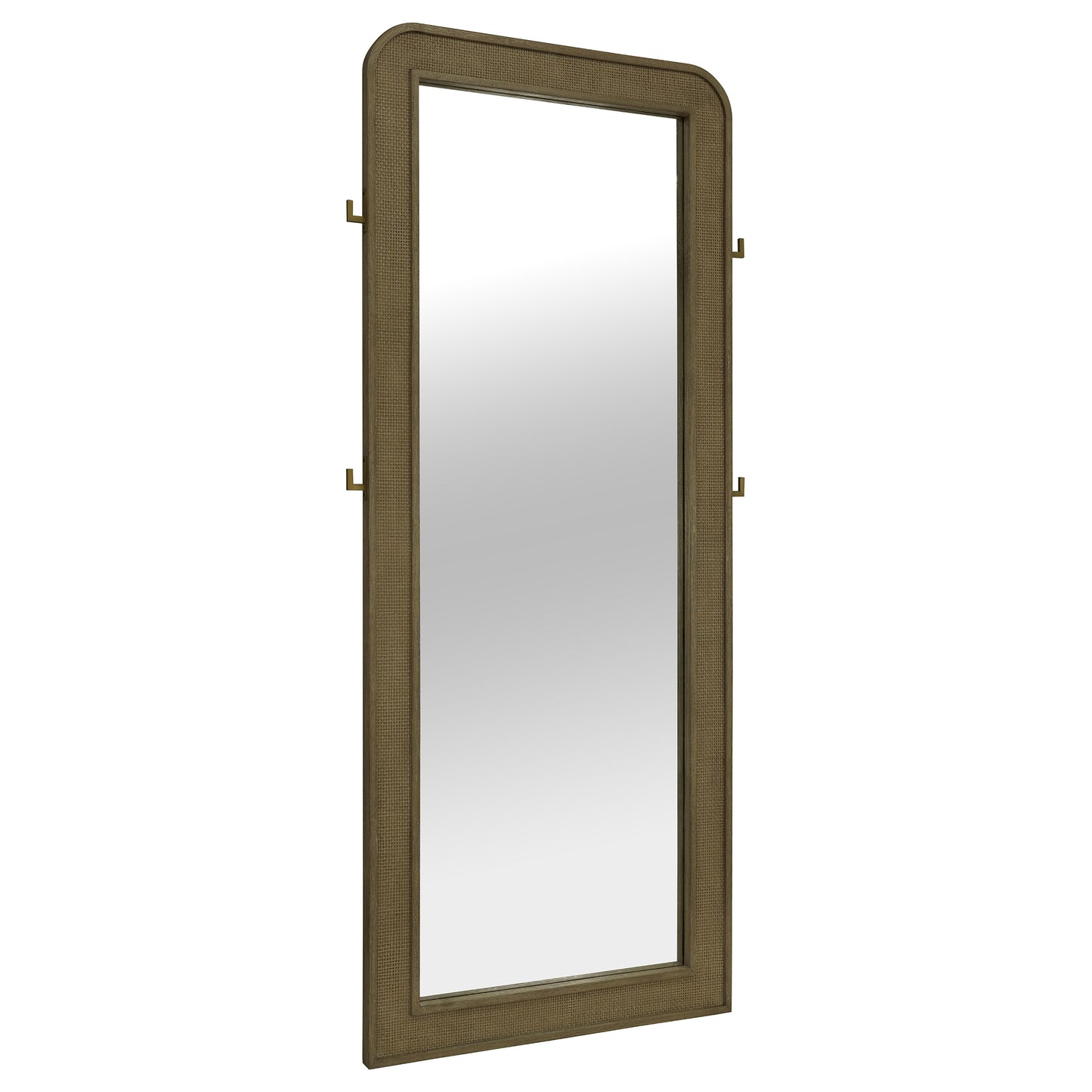 Espejo de pie de cuerpo entero con tejido de caña Arini, lavado arena