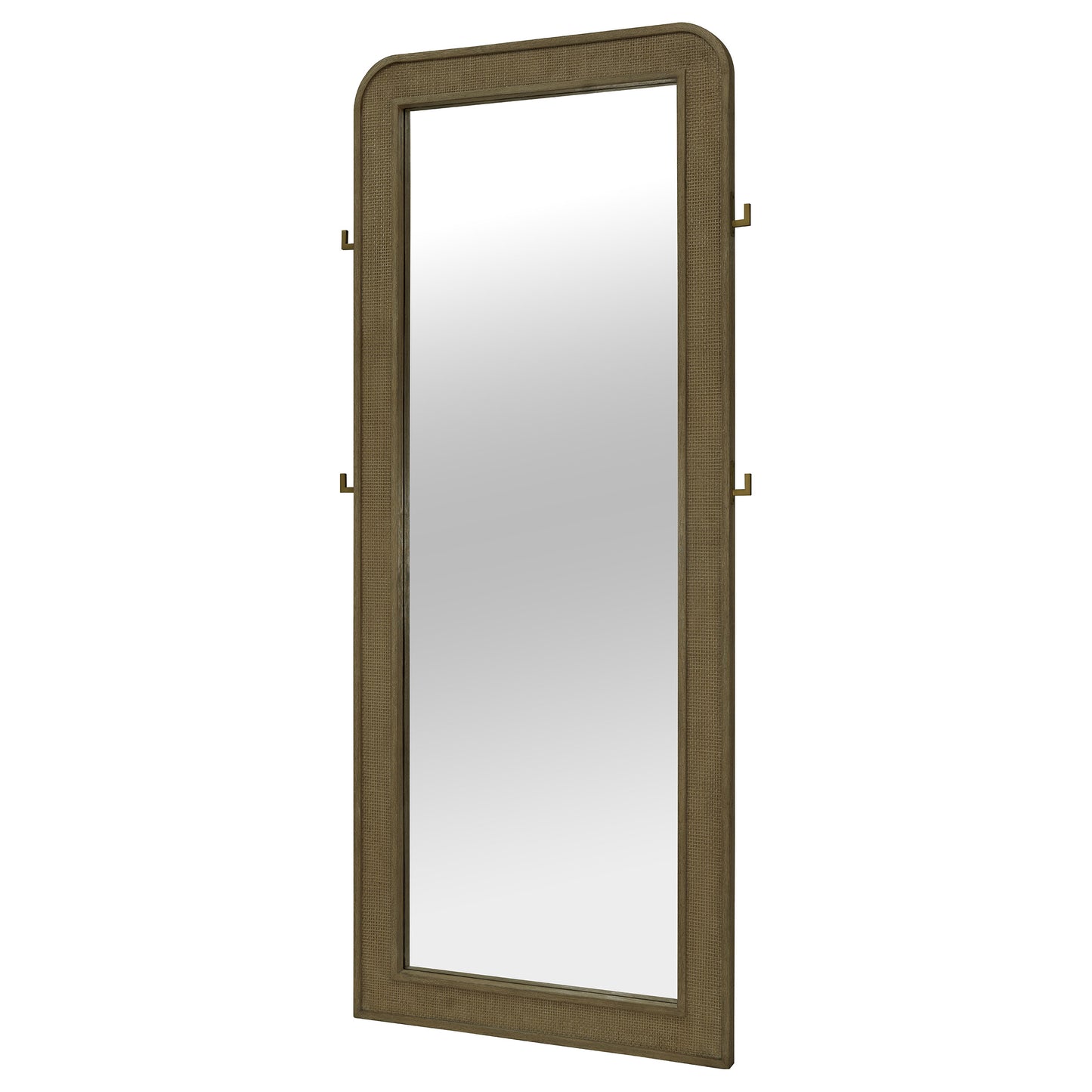 Espejo de pie de cuerpo entero con tejido de caña Arini, lavado arena