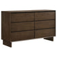 Cómoda Glenwood de 6 cajones en marrón cálido