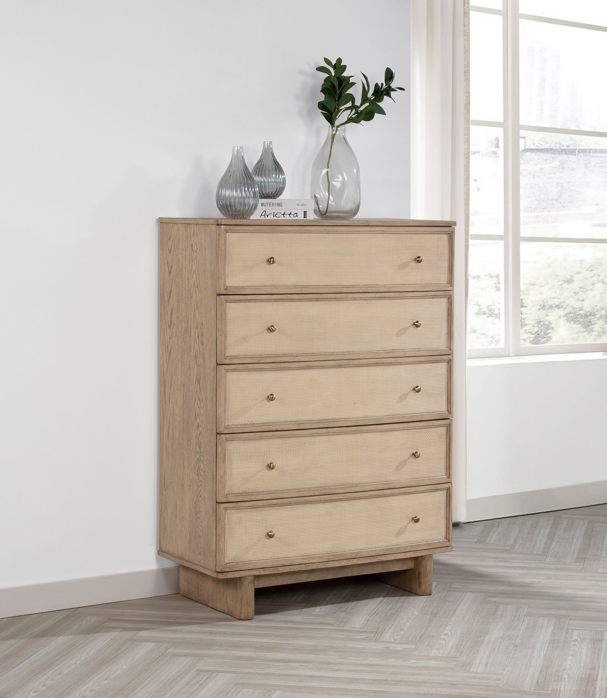 Kailani - 5-Drawer Bedroom Chest Of Drawers - Beige Oak Kailani - 5-Drawer Bedroom Chest Of Drawers - Beige Oak