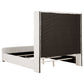 Cama Natasha tapizada de 65 pulgadas con respaldo alto, tamaño king, color crema