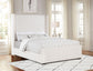 Cama Natasha tapizada de 65 pulgadas con respaldo alto, tamaño king, color crema