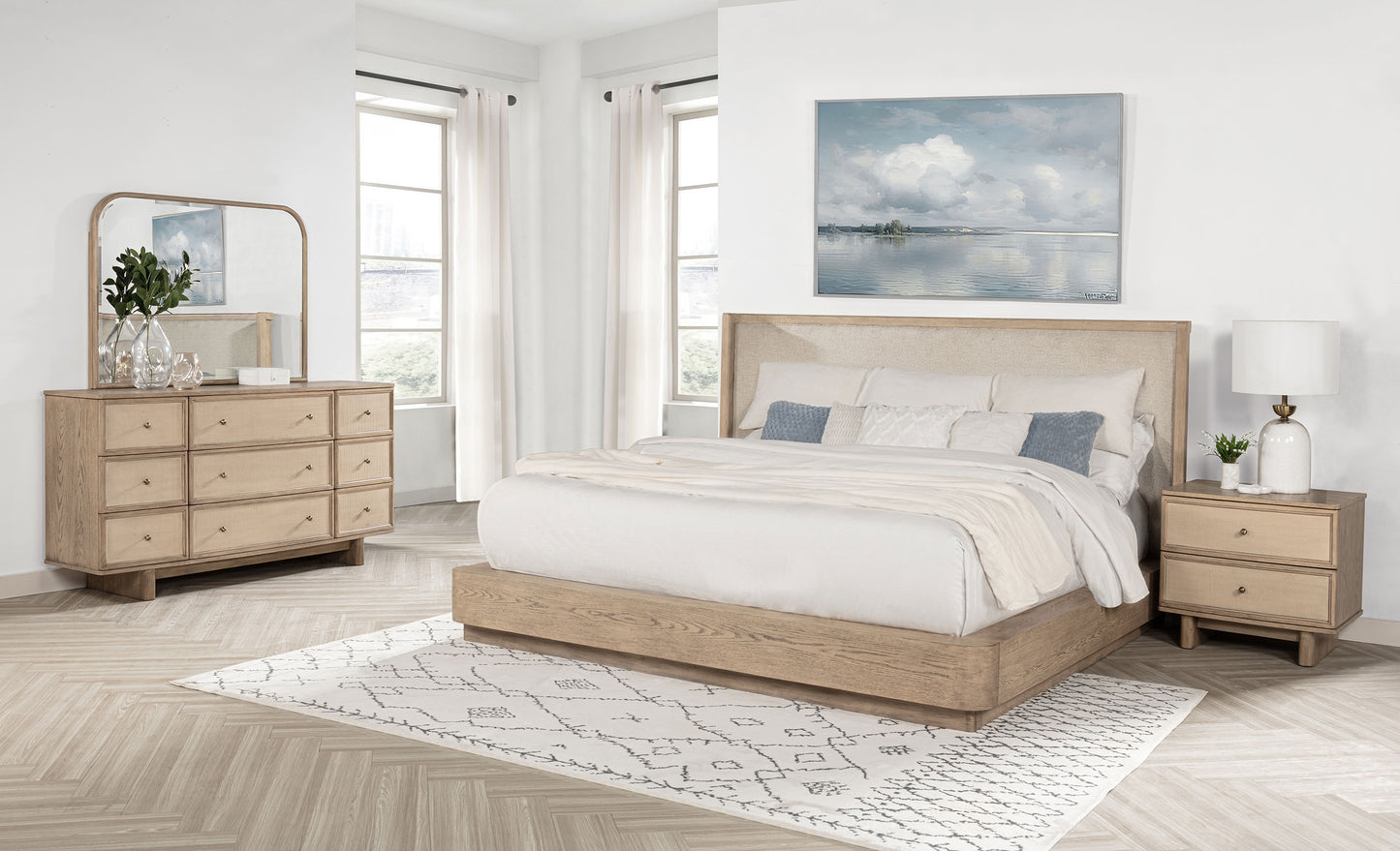 Juego de dormitorio Kailani California King de 4 piezas en roble beige