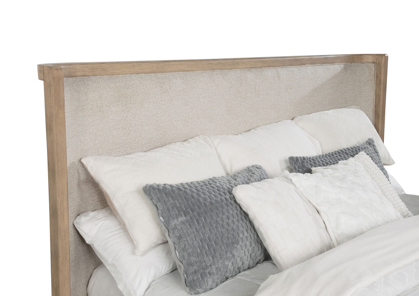 Cama Kailani Queen de 49 pulgadas con respaldo alto, color roble beige