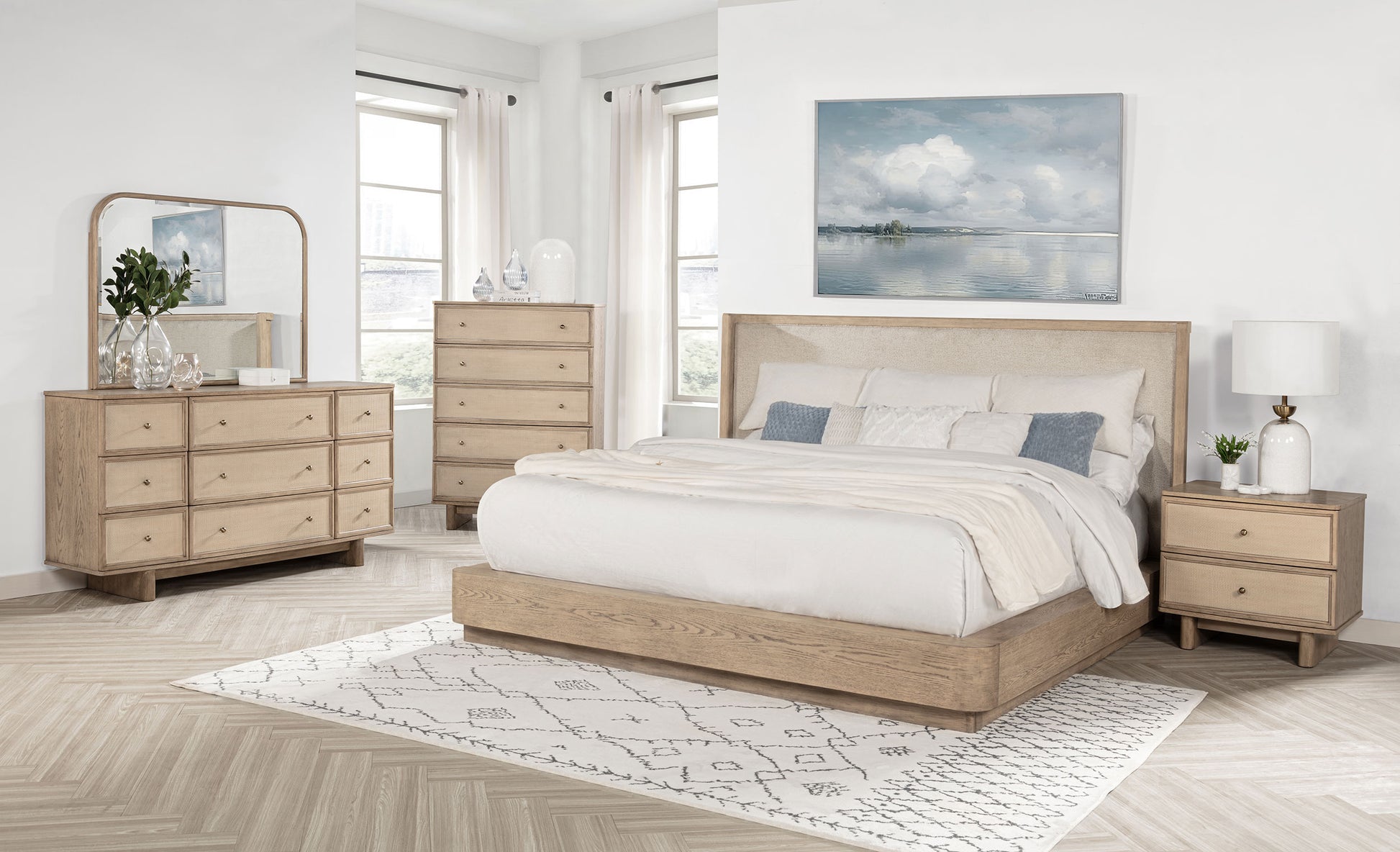 Kailani - 2-Drawer Nightstand Bedside Table - Beige Oak Kailani - 2-Drawer Nightstand Bedside Table - Beige Oak