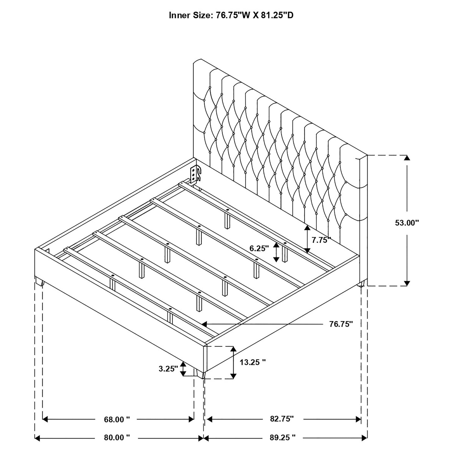 Cama King tapizada Chloe con paneles en color avena