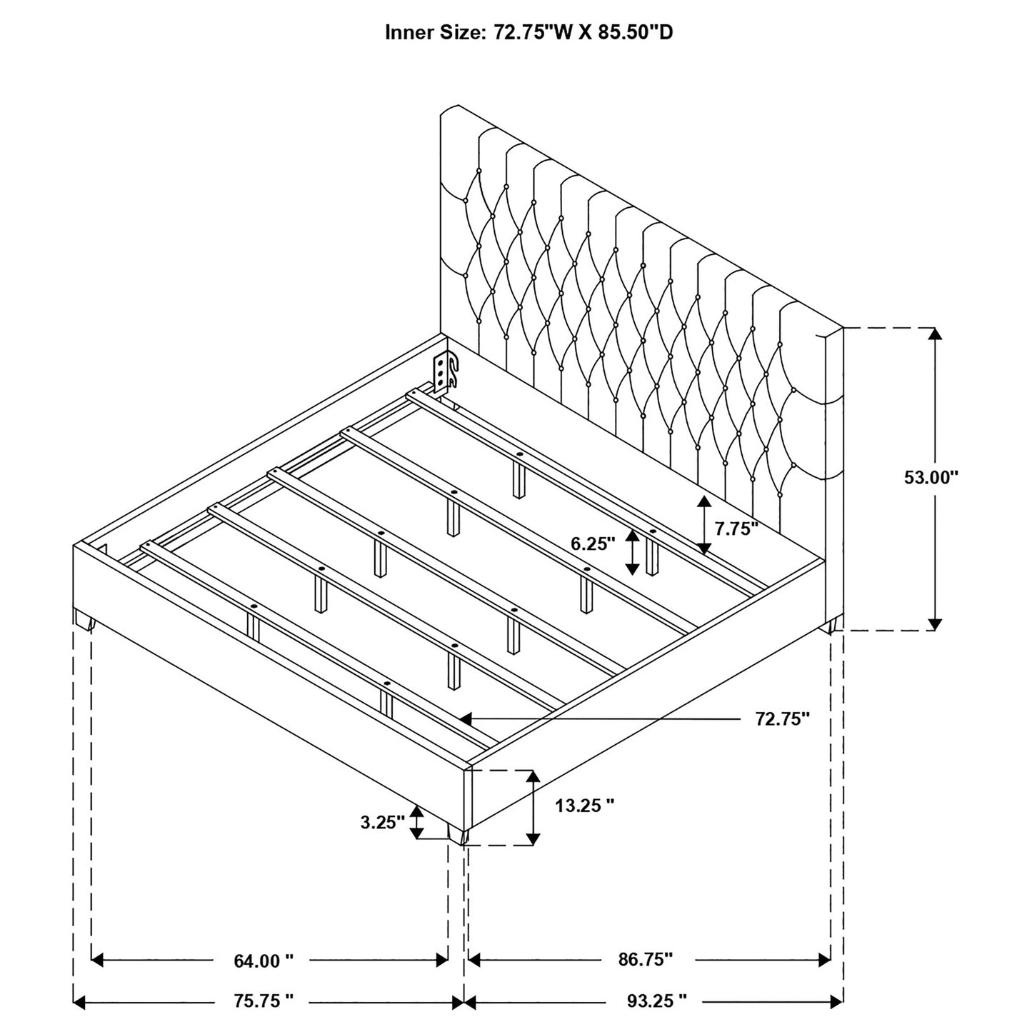 Cama California King tapizada Chloe con paneles en color avena