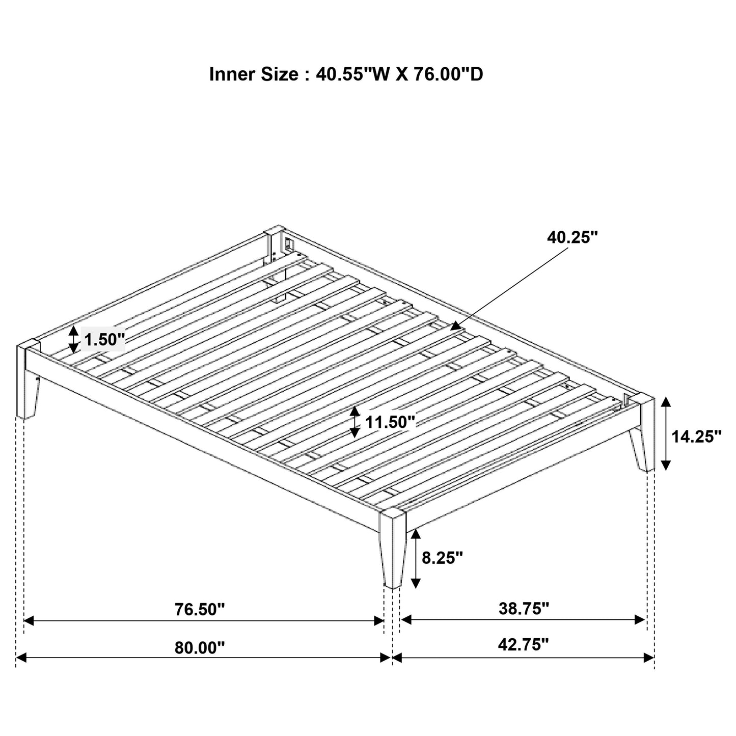 Cama de plataforma universal Hounslow Twin Capuchino