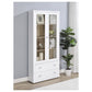 Armario alto Hawthorne de 4 estantes con puertas de vidrio y cajones, color blanco