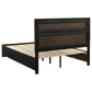 Cama Queen Miranda de 51 pulgadas con paneles de almacenamiento de madera, color negro