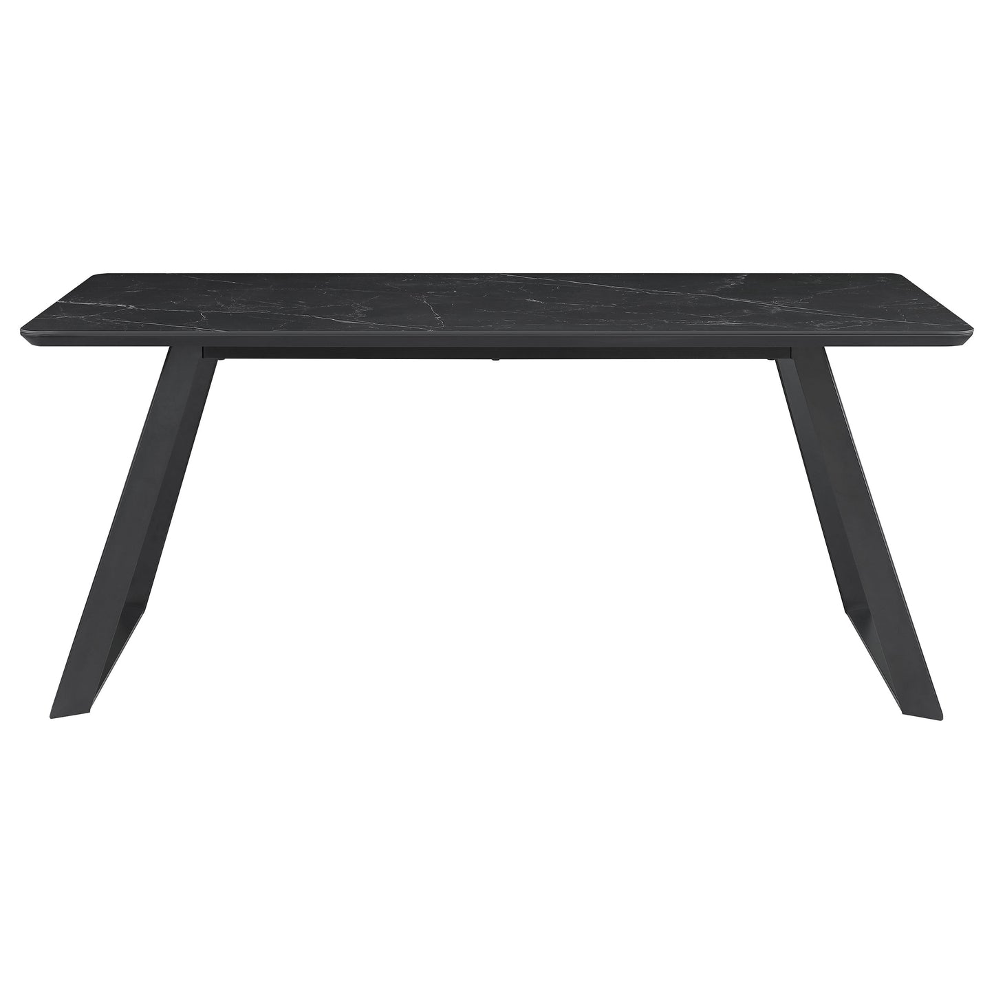 Juego de mesa de comedor Smith de 5 piezas con superficie de cerámica rectangular, color negro