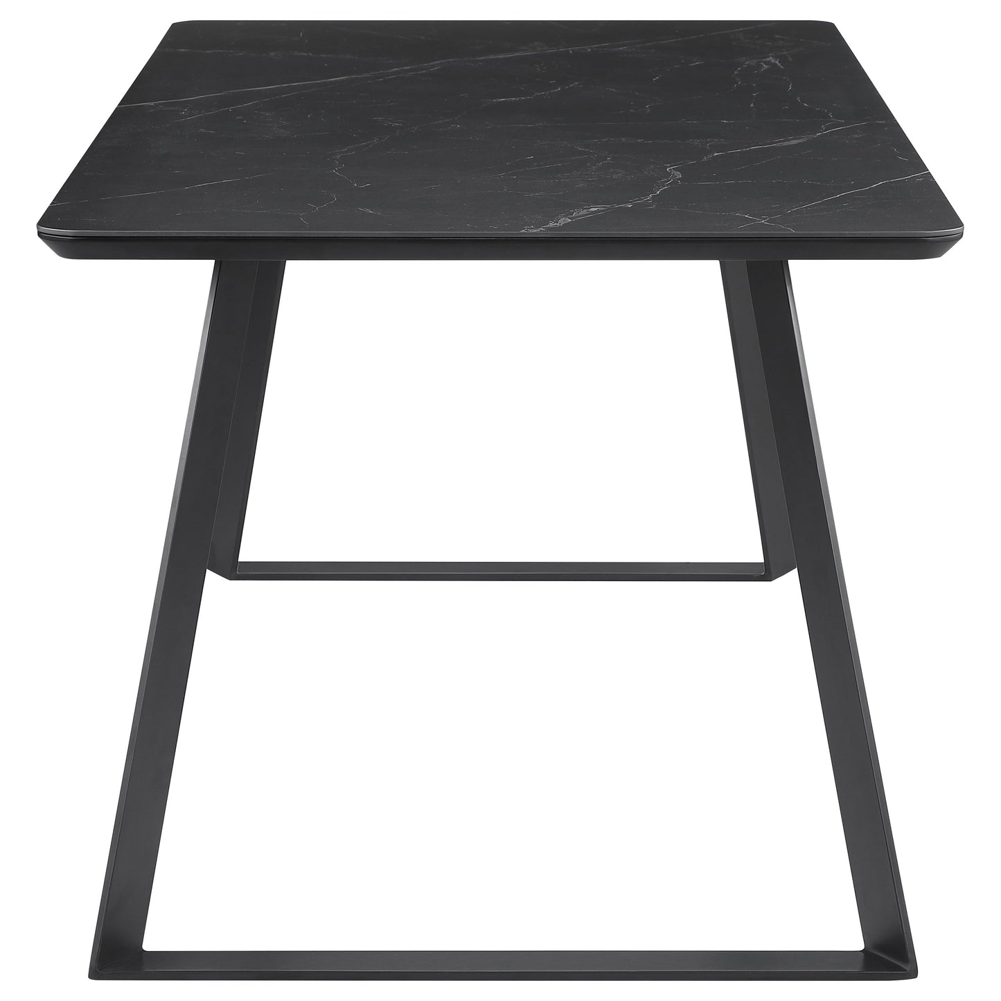 Juego de mesa de comedor Smith de 5 piezas con superficie de cerámica rectangular, color negro