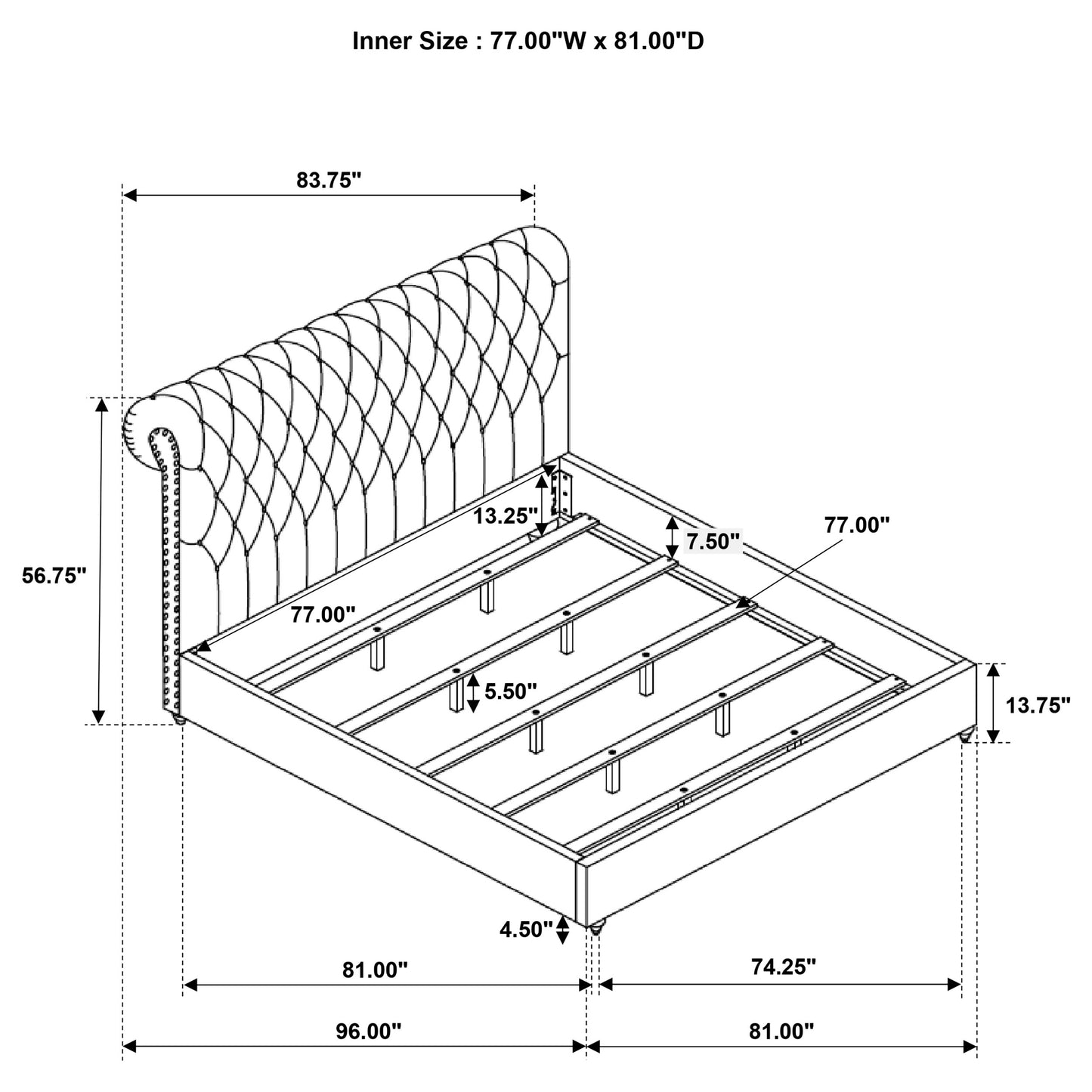 Juego de dormitorio Devon de 4 piezas Eastern King en color vino tinto y roble oscuro