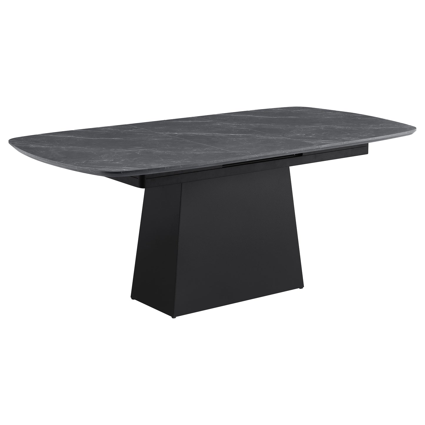 Mesa de comedor extensible Potero de 185 cm con imitación de mármol, color negro