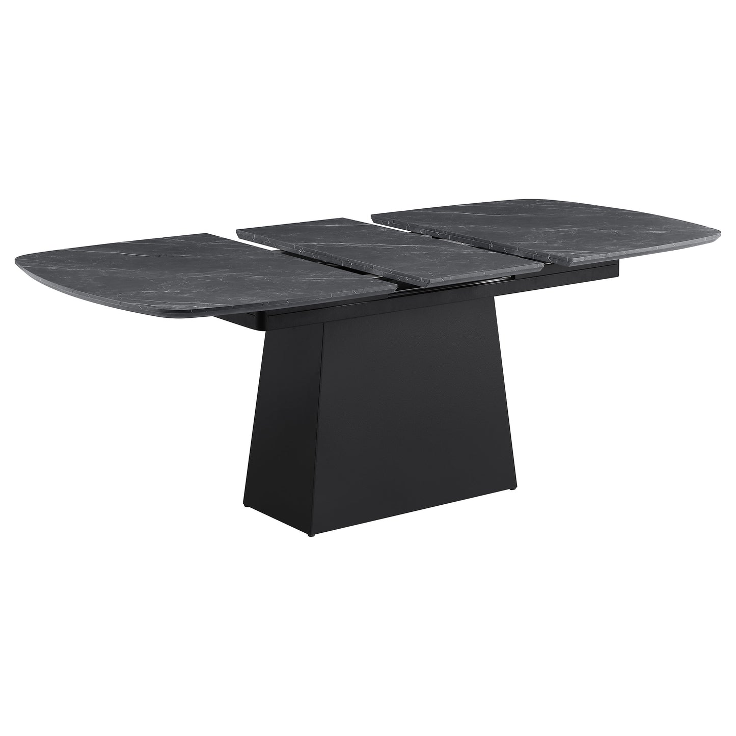 Mesa de comedor extensible Potero de 185 cm con imitación de mármol, color negro