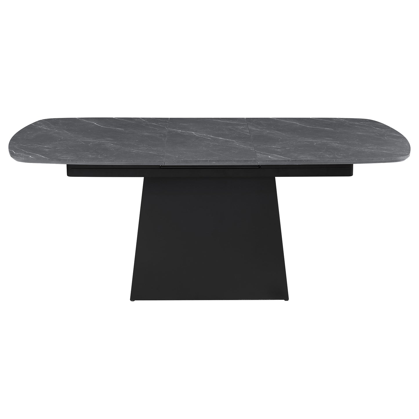 Mesa de comedor extensible Potero de 185 cm con imitación de mármol, color negro