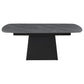 Mesa de comedor extensible Potero de 185 cm con imitación de mármol, color negro