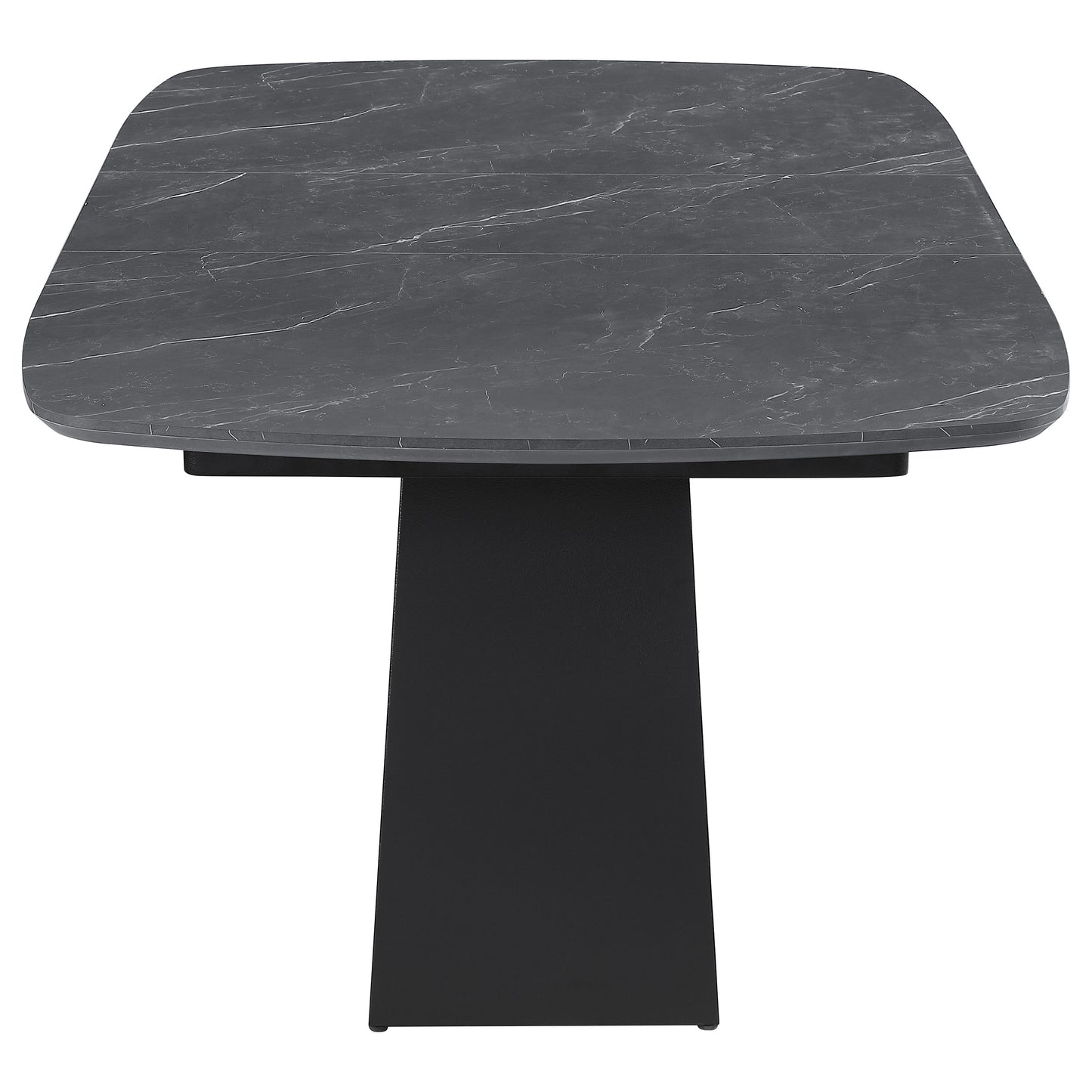 Mesa de comedor extensible Potero de 185 cm con imitación de mármol, color negro