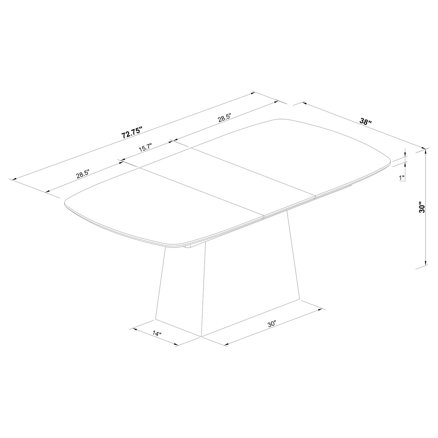 Mesa de comedor extensible Potero de 185 cm con imitación de mármol, color negro