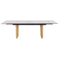 Mesa de comedor extensible Vesa de 97 pulgadas con tapa de vidrio en color beige
