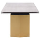 Mesa de comedor extensible Vesa de 97 pulgadas con tapa de vidrio en color beige