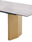 Mesa de comedor extensible Vesa de 97 pulgadas con tapa de vidrio en color beige