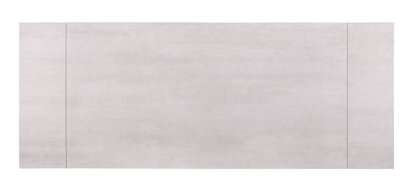 Mesa de comedor extensible Vesa de 97 pulgadas con tapa de vidrio en color beige