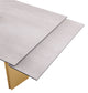 Mesa de comedor extensible Vesa de 97 pulgadas con tapa de vidrio en color beige